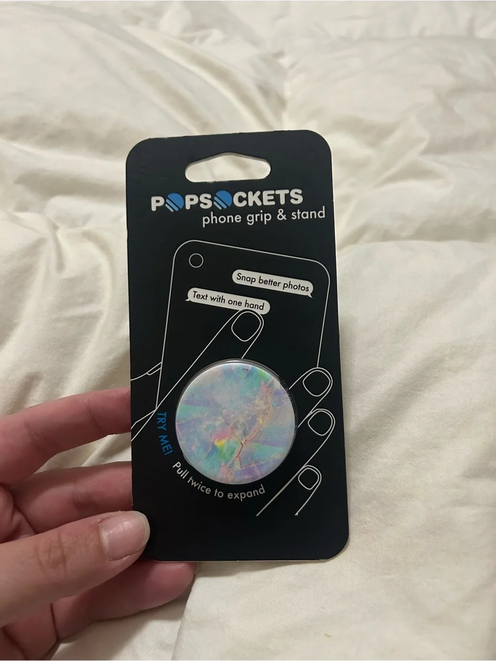 PopSockets Iridescent Phone Grip & Stand - White/Silver Holographic